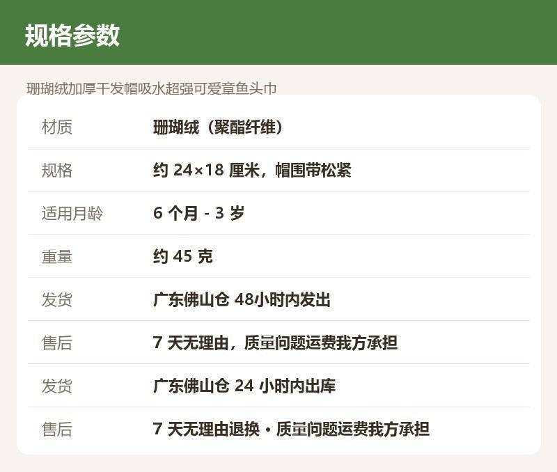 珊瑚绒加厚干发帽吸水超强可爱章鱼头巾